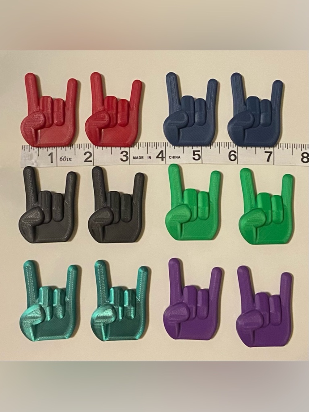 3D Printed “Rock On” Hand Magnets 🤘 | Multi Color